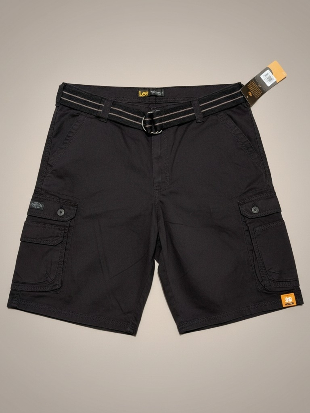 Lee Men's Black Cargo Shorts with Belt
